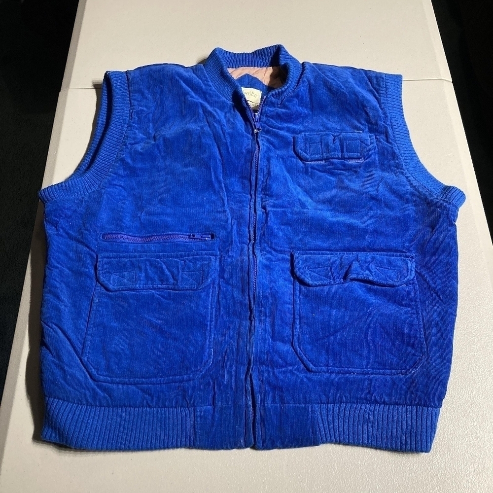 Vintage St John's Bay Made in Korea Blue Corduroy Vest Men's Large 100% Cotton